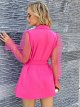 Women's Contrast Mesh Long Sleeve V Neck Elegant Blazer
