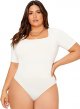 Womens Plus Size Bodysuit Scoop Neck Short Sleeve