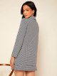 Women's 2 Piece Outfits Houndstooth Double Breasted Blazer and Skirt Suit Set